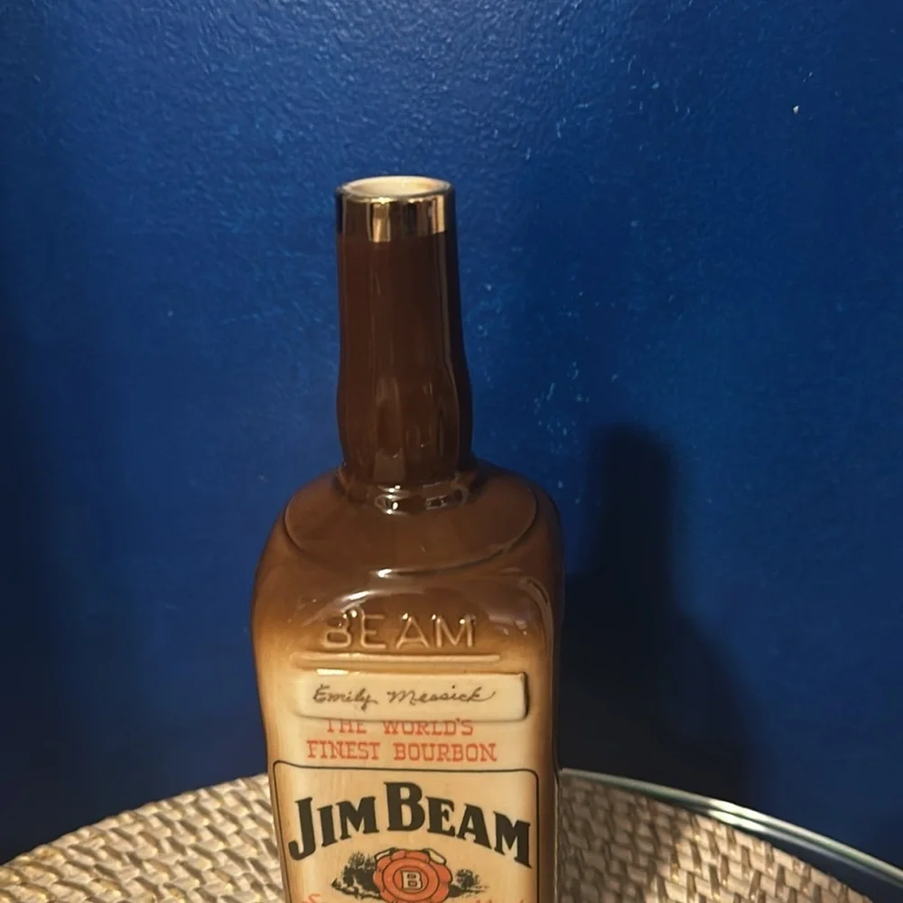 Vintage 1977 Ceramic Collectible Jim Beam Bourbon Bottle 9.5”